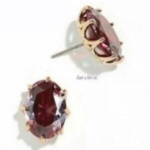 Kate Spade Berry Red‎ Purple Cubic Zirconia Oval Post Earrings